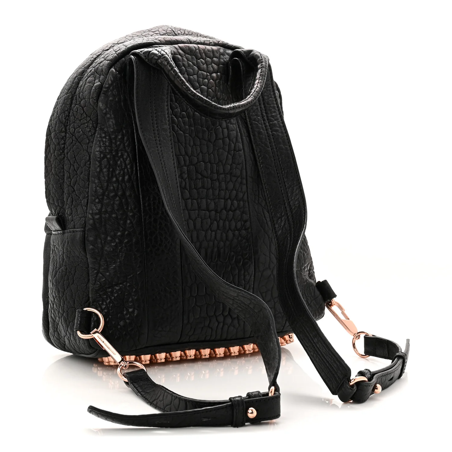 Pebbled Lambskin Dumbo Backpack Black Rose Gold Hardware - Top Club