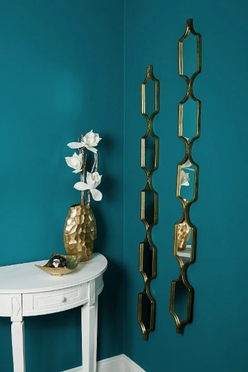 Designer metal mirror set gold 148 cm - luxury wall mirror set of 2