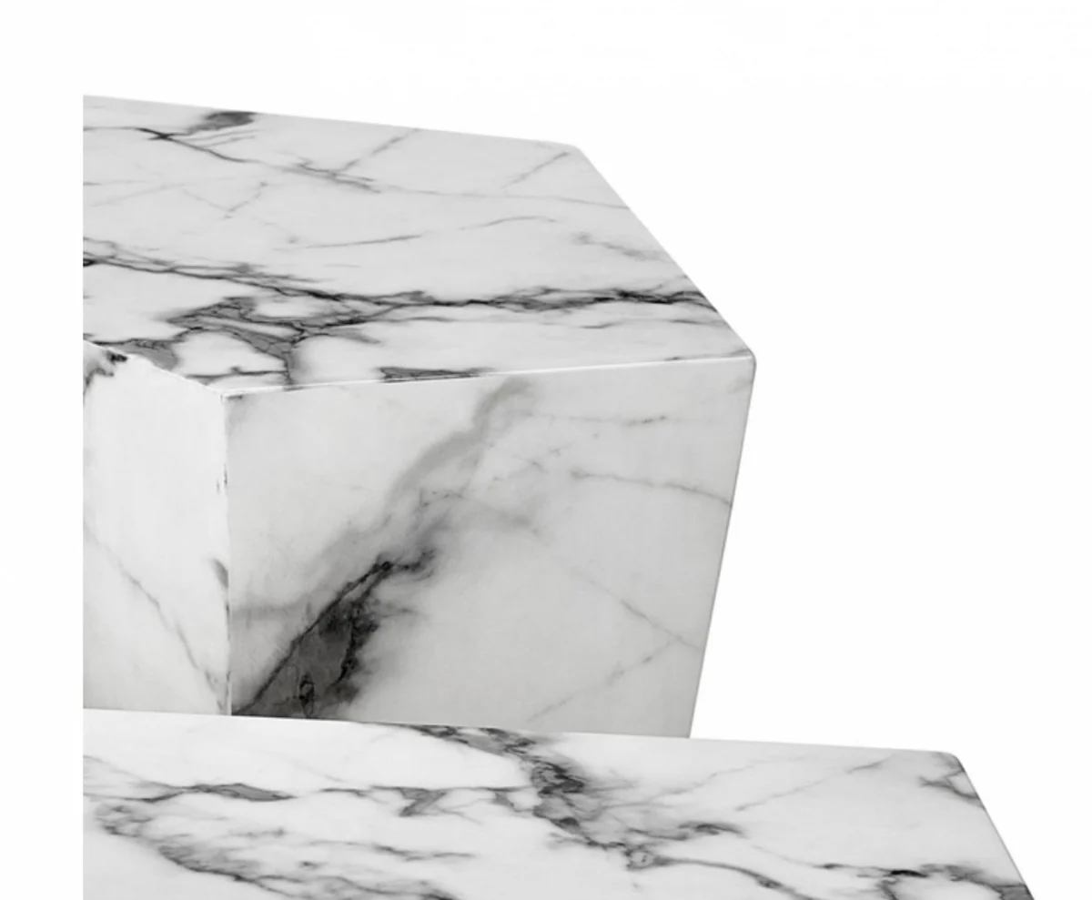 Art Deco Luxury Coffee Table Faux Marble Set of 3 - Living Room Salon Table - Luxury Furniture