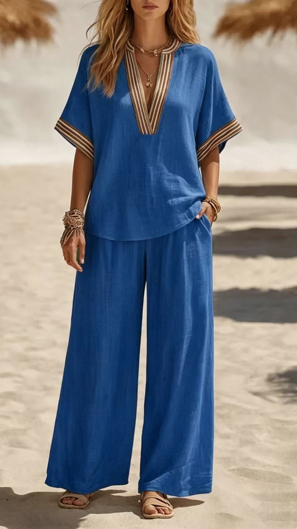 Women's Sleeveless Solid-Color Top and Wide-Leg Pants Two-Piece Set - Nordfashionstorm - Women's Clothing, Fashion for You - Nordfashionstorm.com