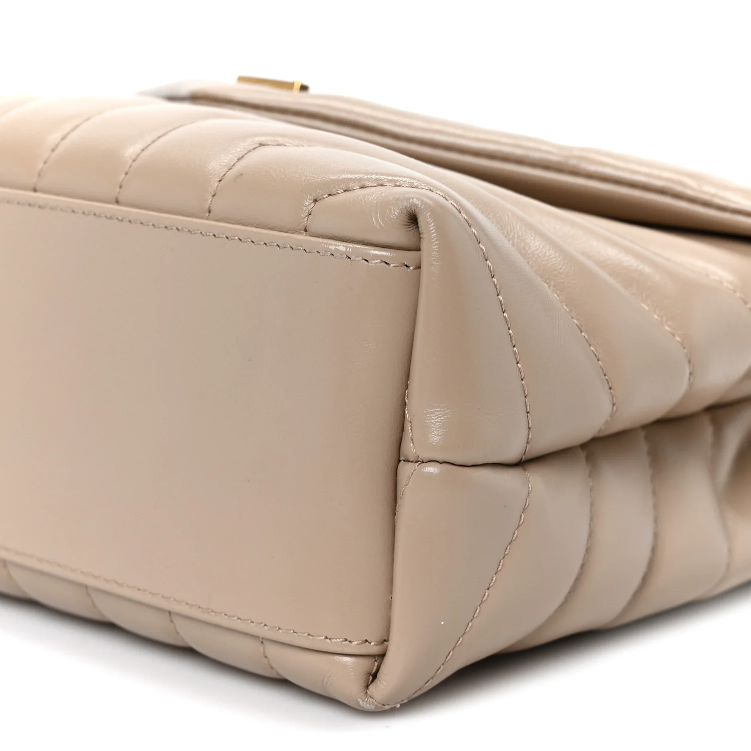 Calfskin Y Quilted Monogram Small Loulou Chain Satchel Dark Beige - Top Club