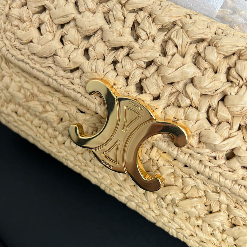 CELINE CHAIN SHOULDER BAG CLAUDE IN RAFFIA EFFECT TEXTILE(HIGH-END GRADE) - Top Club