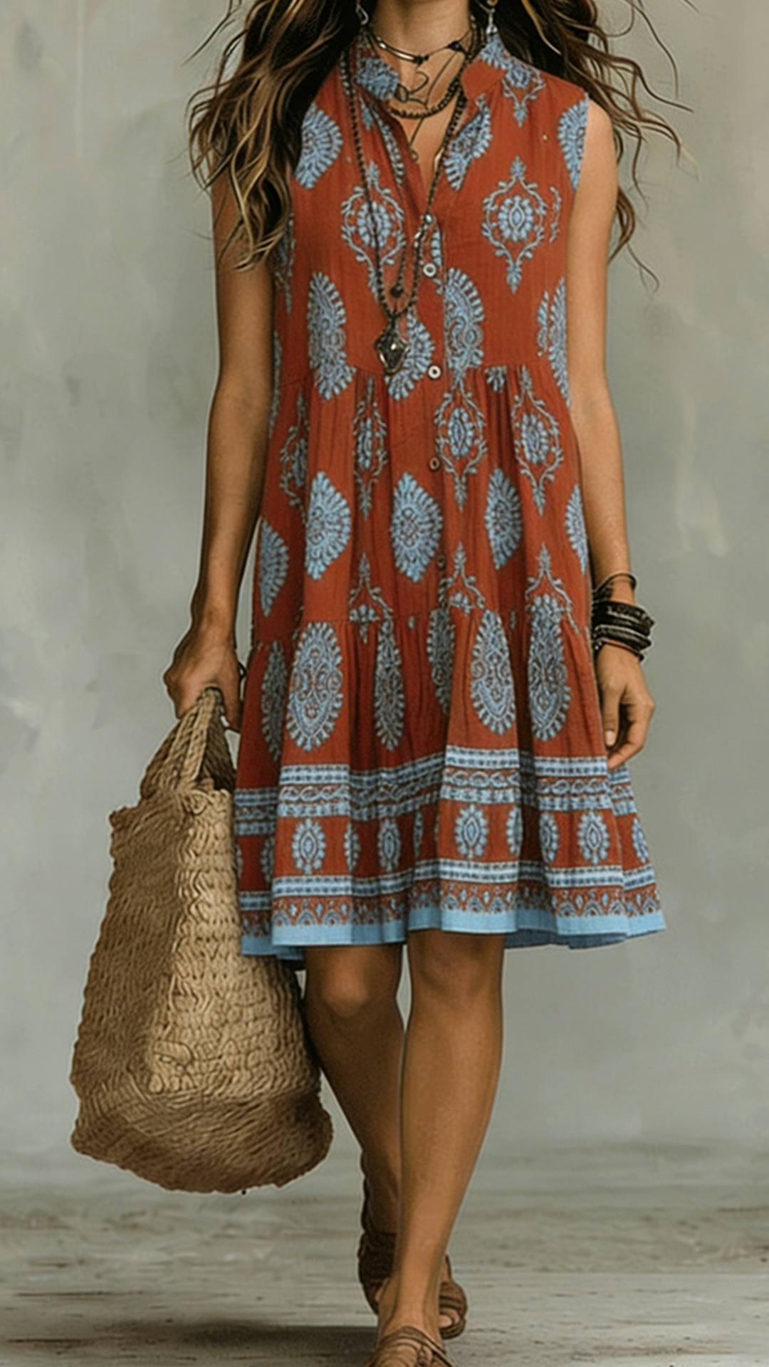 【Buy 2 Free Shipping】Bohemian-Style Printed Sleeveless Maxi Dress with Shirt Collar - Nordfashionstorm - Women's Clothing, Fashion for You - Nordfashionstorm.com
