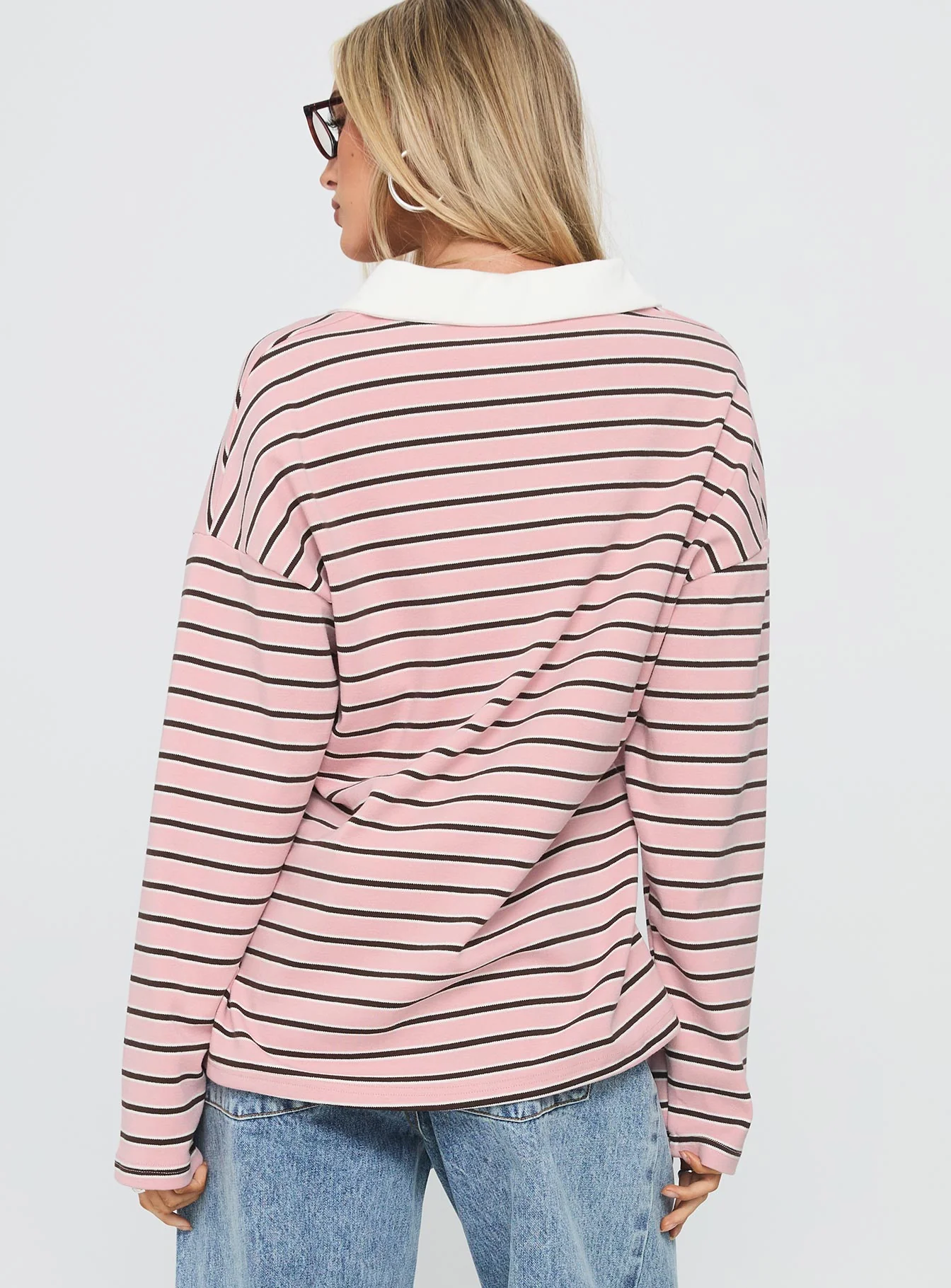 High Regard Collared Jersey Pink Stripe