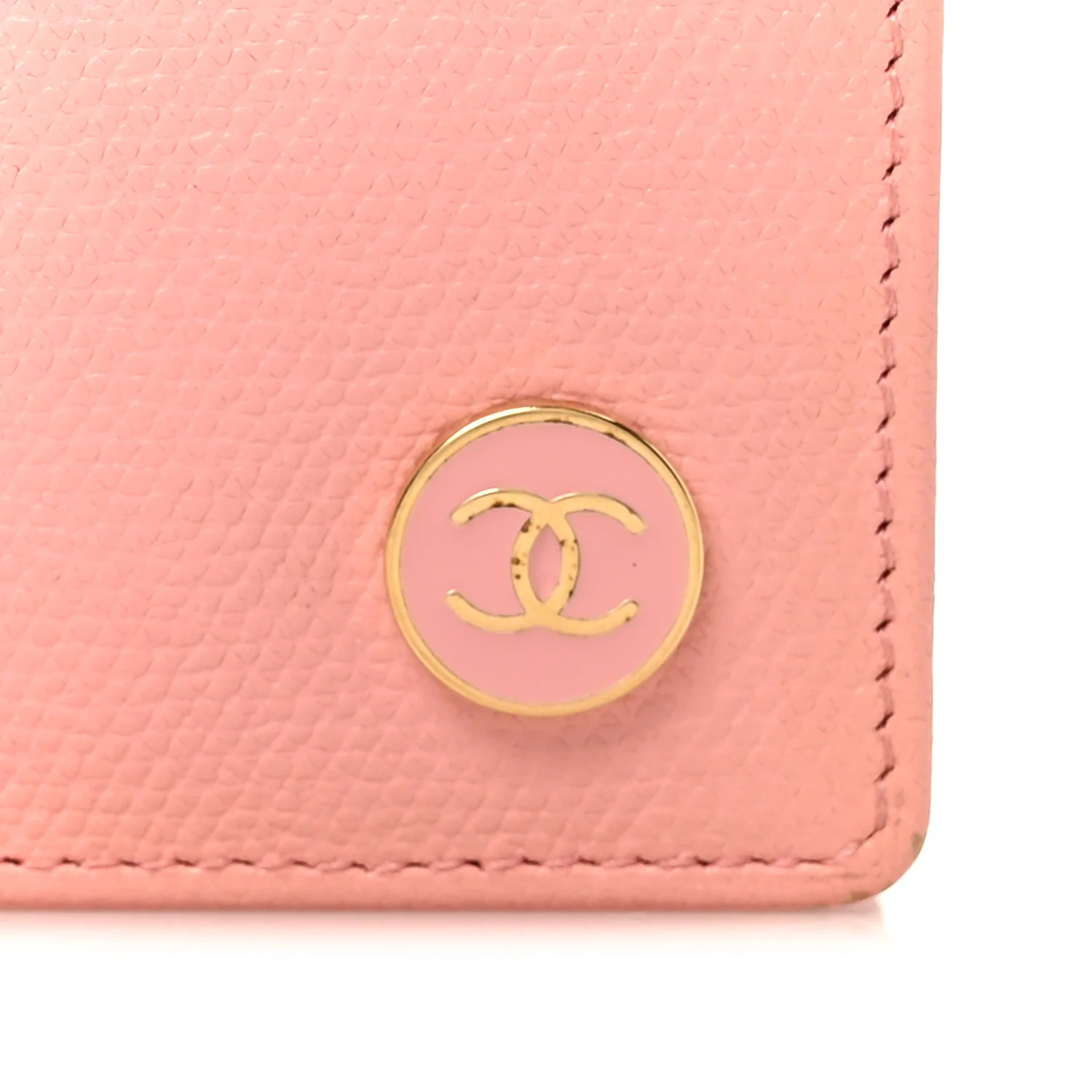 Caviar CC Button Bi-Fold Wallet Pink - Top Club