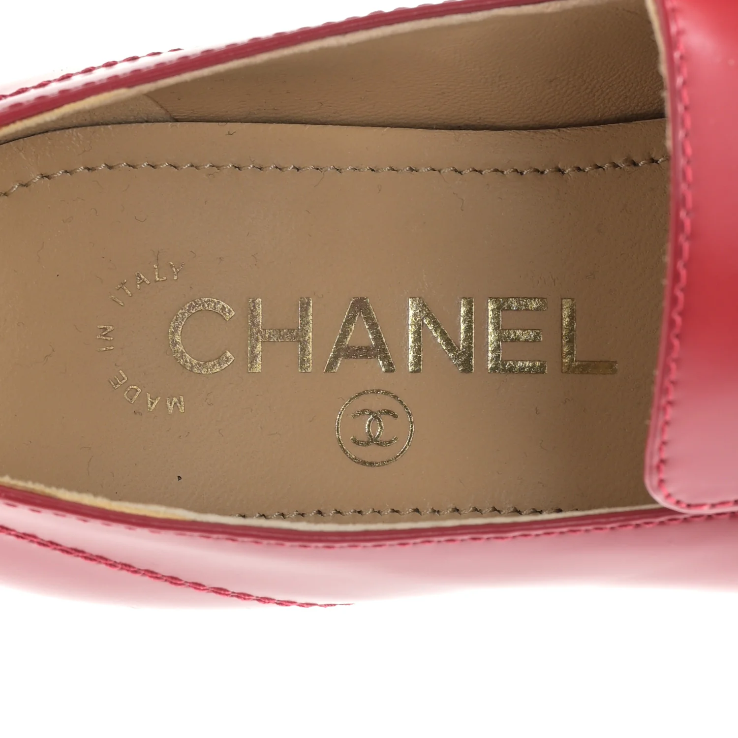 Shiny Calfskin Logo Loafers 36.5 Red - Top Club