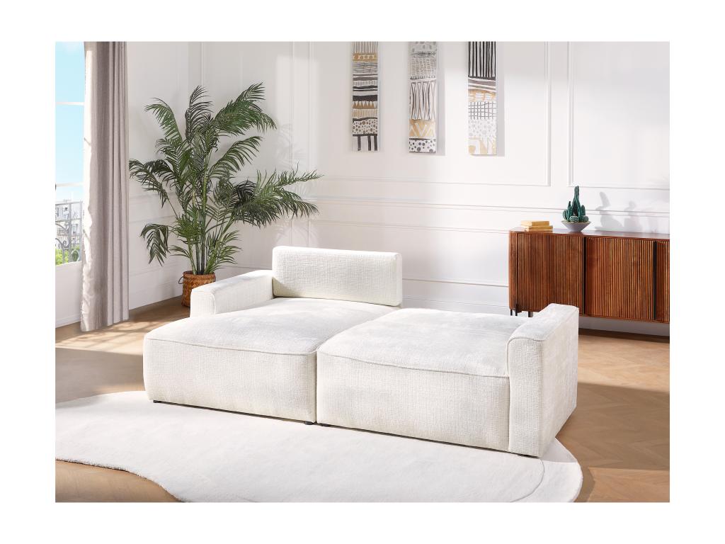 Sofá rinconera izquierda de tela texturizada beige VESATO
