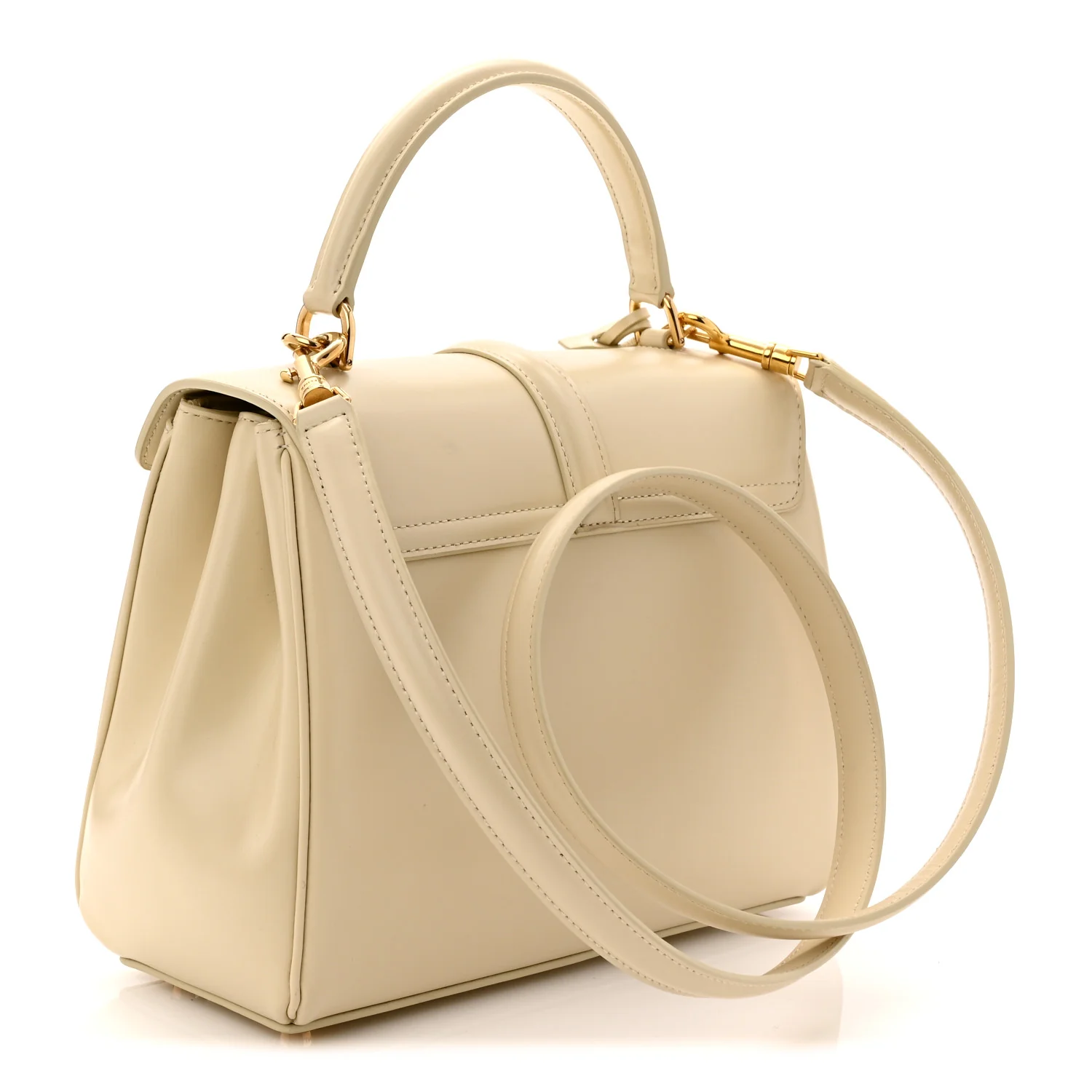 Satinated Calfskin Small 16 Top Handle Bag Beige - Top Club