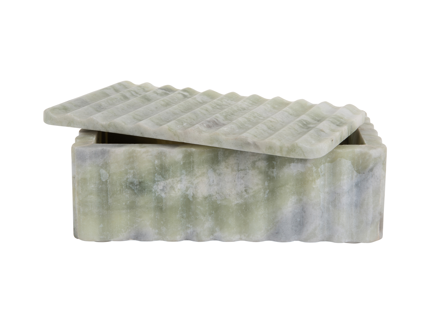 Bowl rectangle with lid marble himalayan green