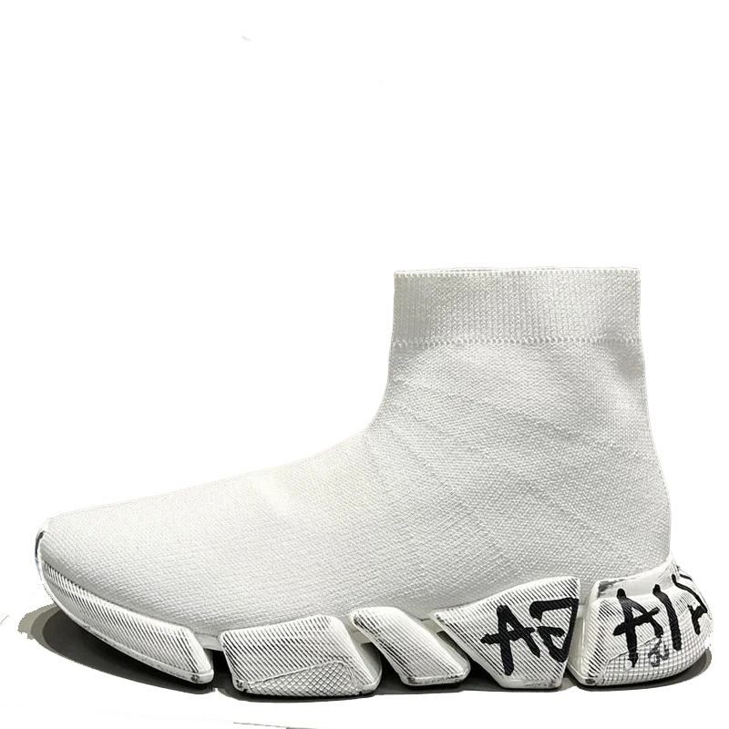 Balenciaga Unisex Sock Sneakers Stylish White Design with Graffiti Detail for Fashion Enthusiasts - Sneaker Replica Workshop