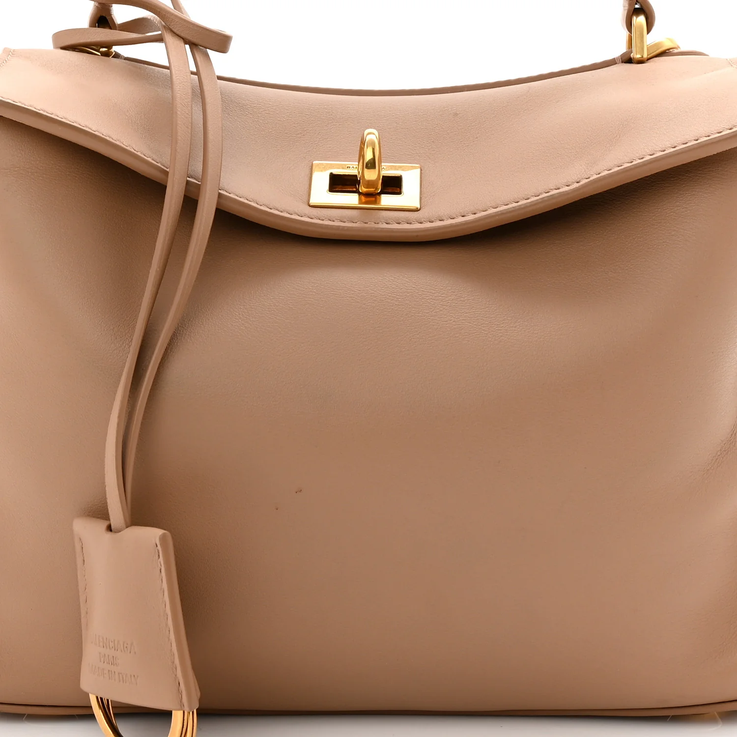 Natural Smooth Calfskin Mini Rodeo Top Handle Handbag Latte - Top Club
