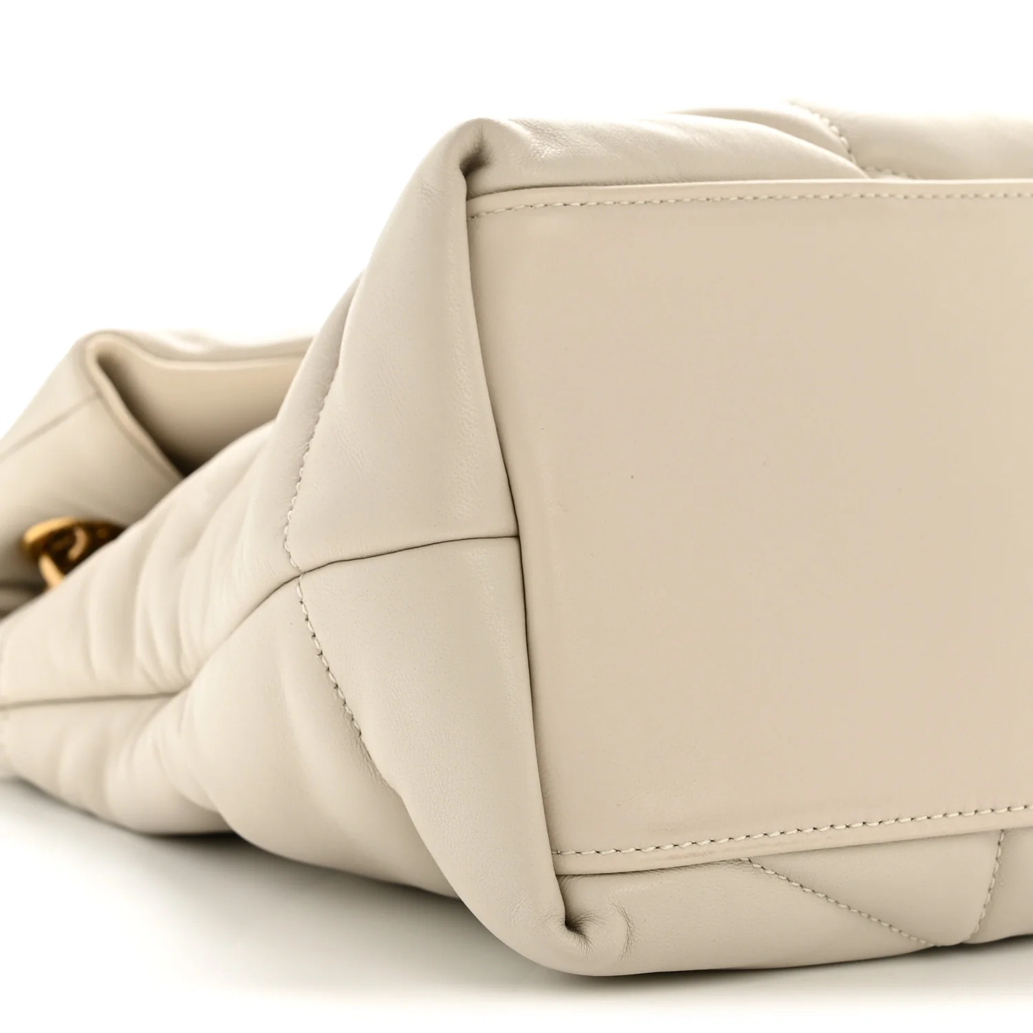 Lambskin Quilted Medium Loulou Puffer Monogram Chain Satchel Crema Soft - Top Club
