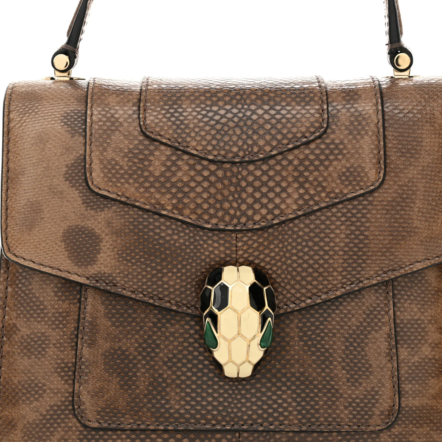 Shiny Karung Serpenti Forever Top Handle Brown - Top Club