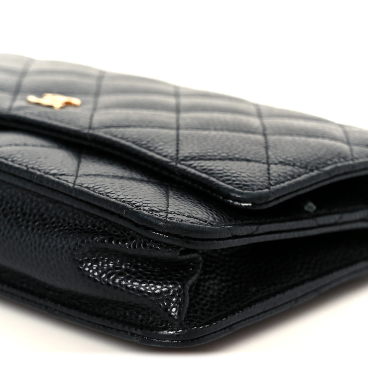 Caviar Quilted Wallet On Chain WOC Black - Top Club