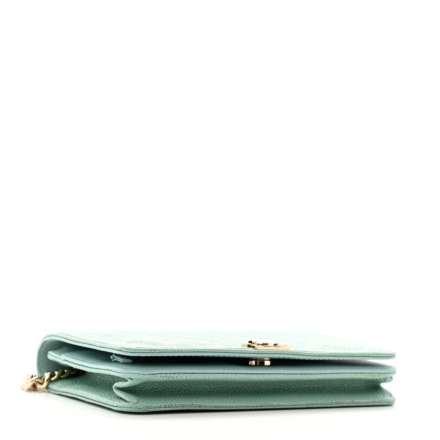 Caviar Quilted Boy Wallet On Chain WOC Light Blue - Top Club