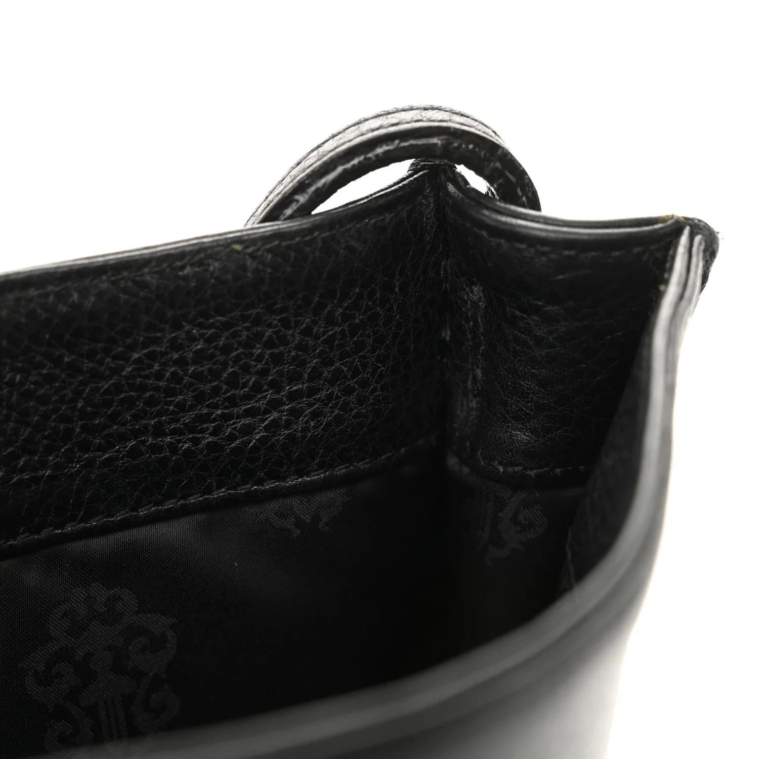 Grained Calfskin Fleur De Lis Square Pocket Crossbody Black - Top Club
