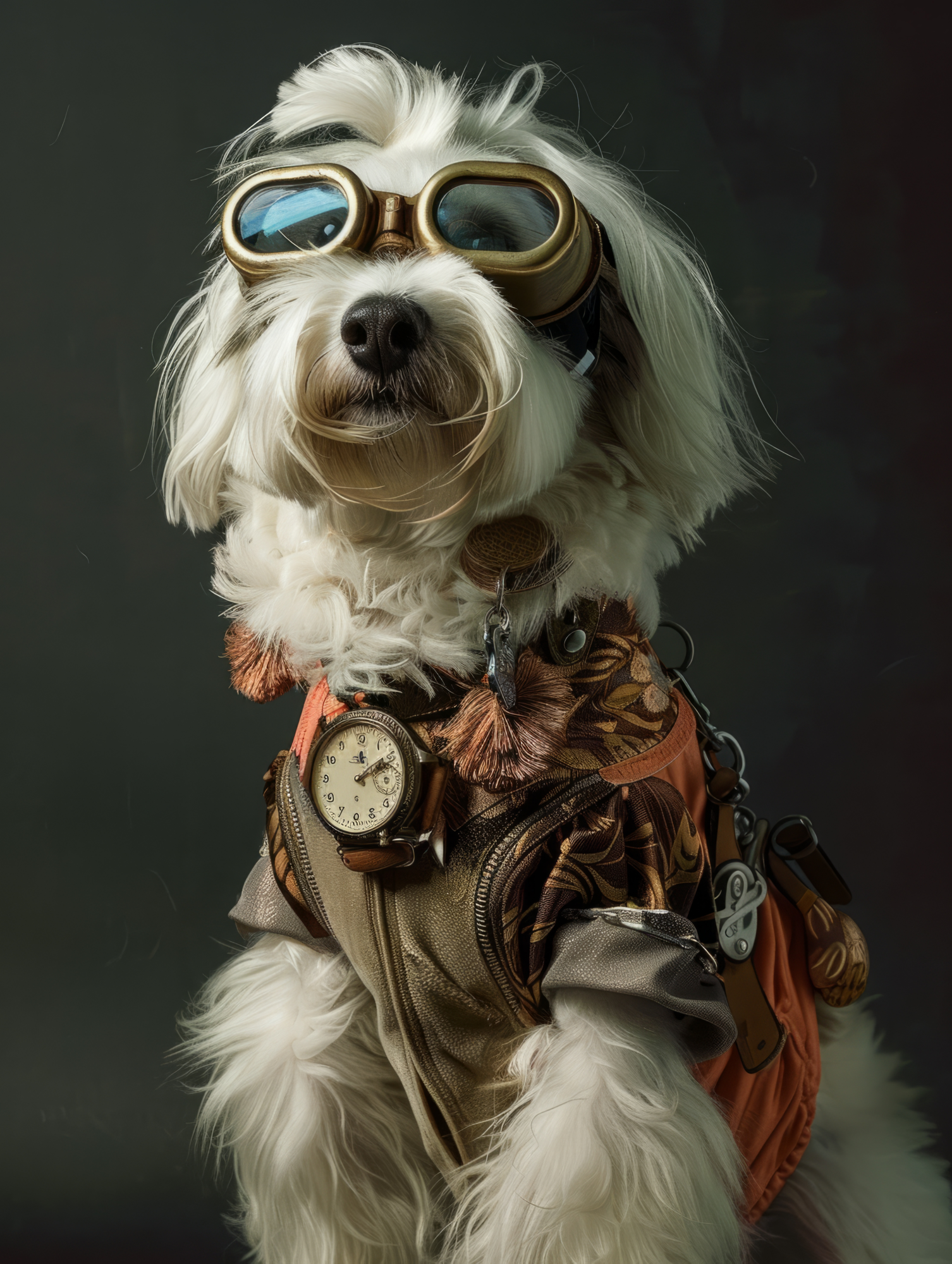Canvas schilderij van een Coton de Tulear hond 100x200 cm