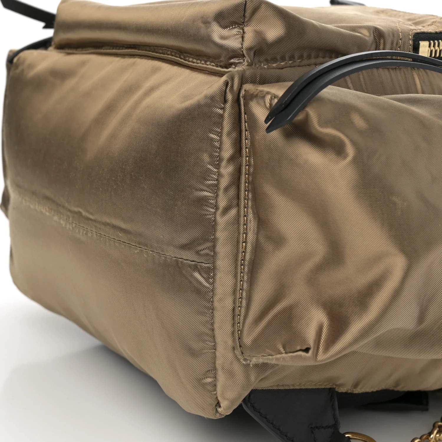 Metallic Satin Nylon Medium Rucksack Backpack Gold - Top Club