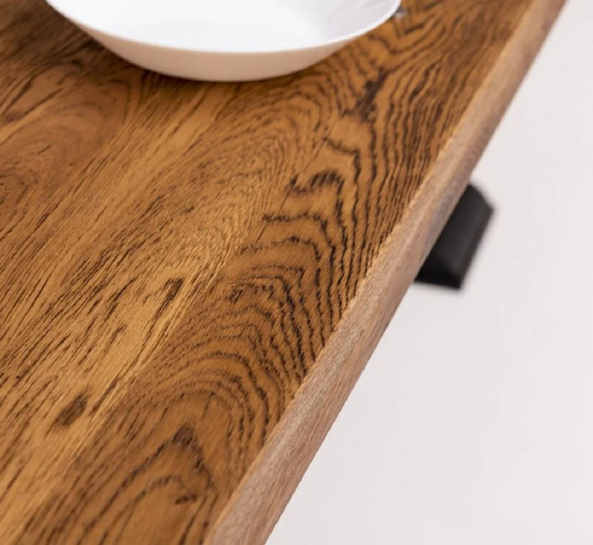 Country house style dining table brown / black 220 x 120 x H. 78 cm - Rectangular solid wood kitchen table - Country house style solid wood dining room furniture