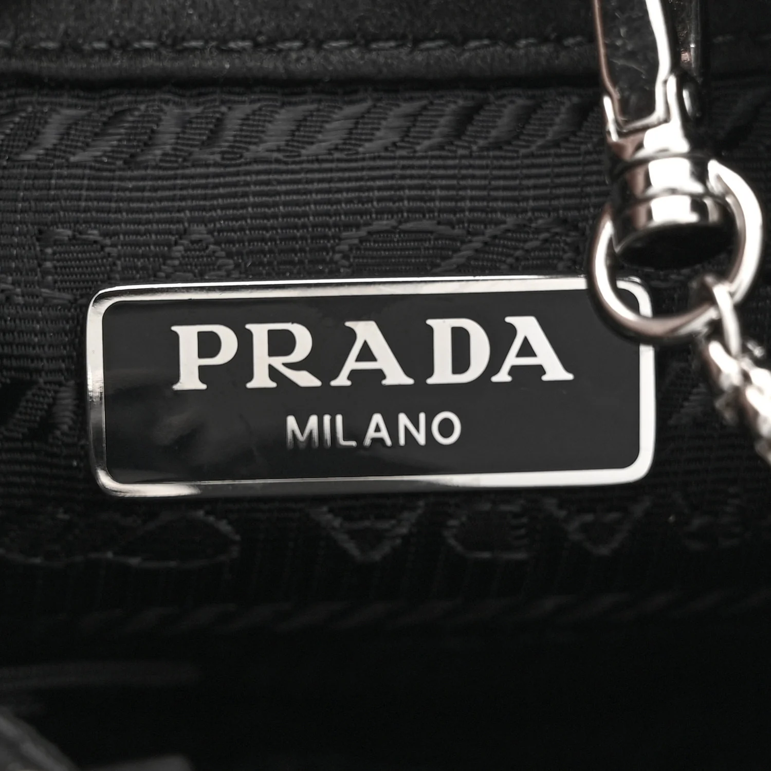 Satin Crystal Metal Triangle Logo Mini Drawcord Pouch Shoulder Bag Cristal - Top Club