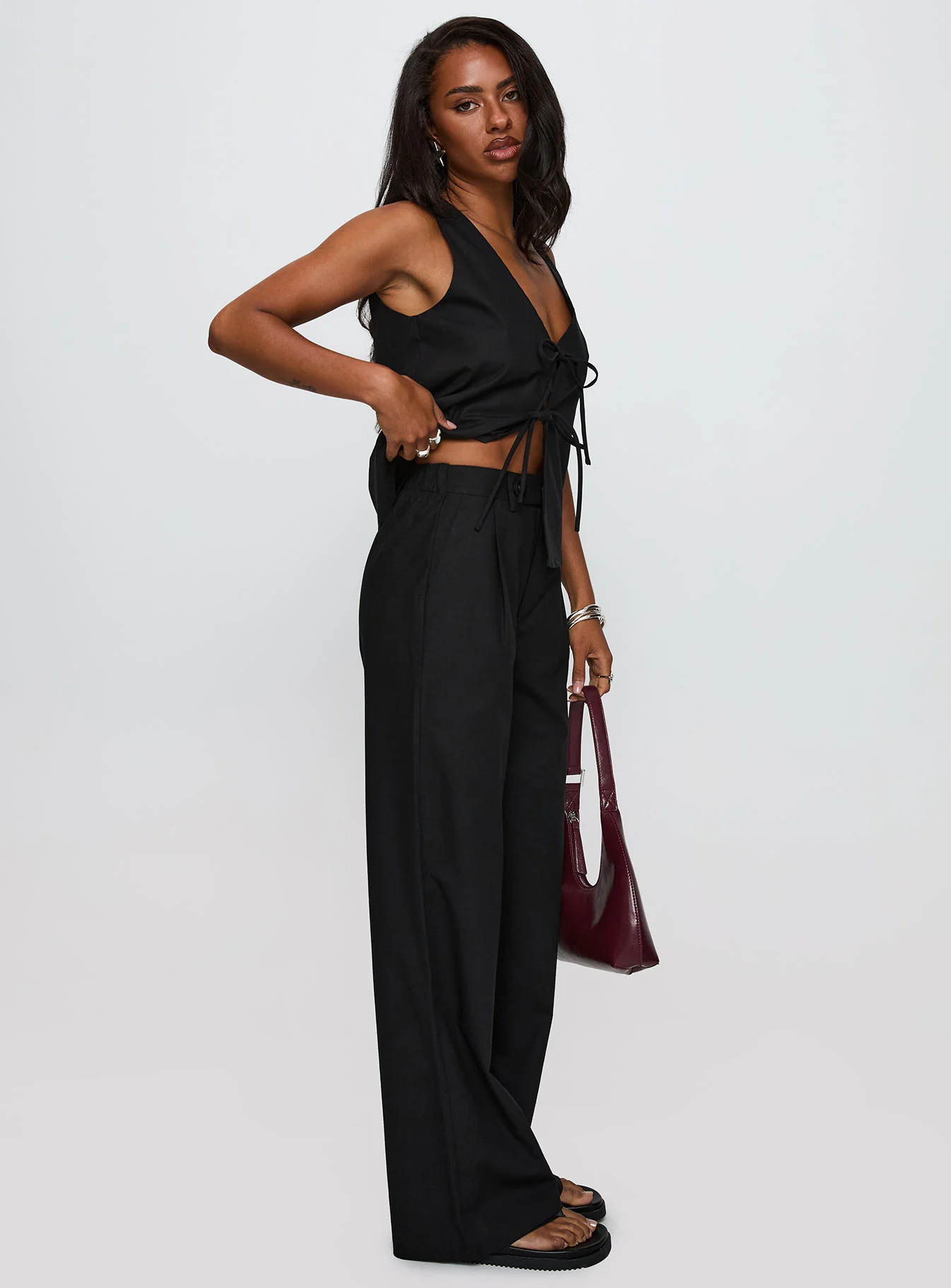 Elegance Tie Front Set Black