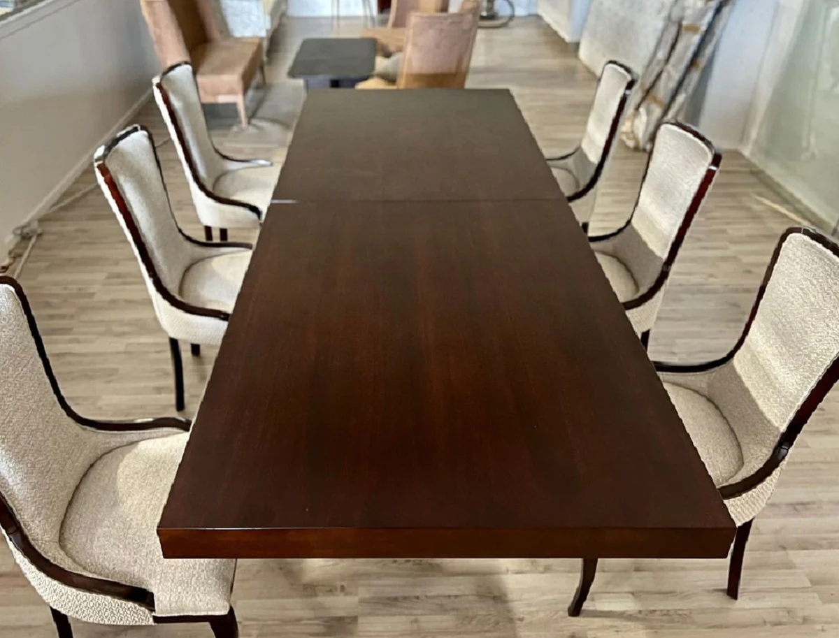 Luxury Art Deco Dining Room Set Beige / Brown / Gold - 1 Extendable Dining Table & 6 Dining Chairs - Luxury Dining Room Furniture - Art Deco Dining Room Furniture - Luxury Quality - Made in Italy