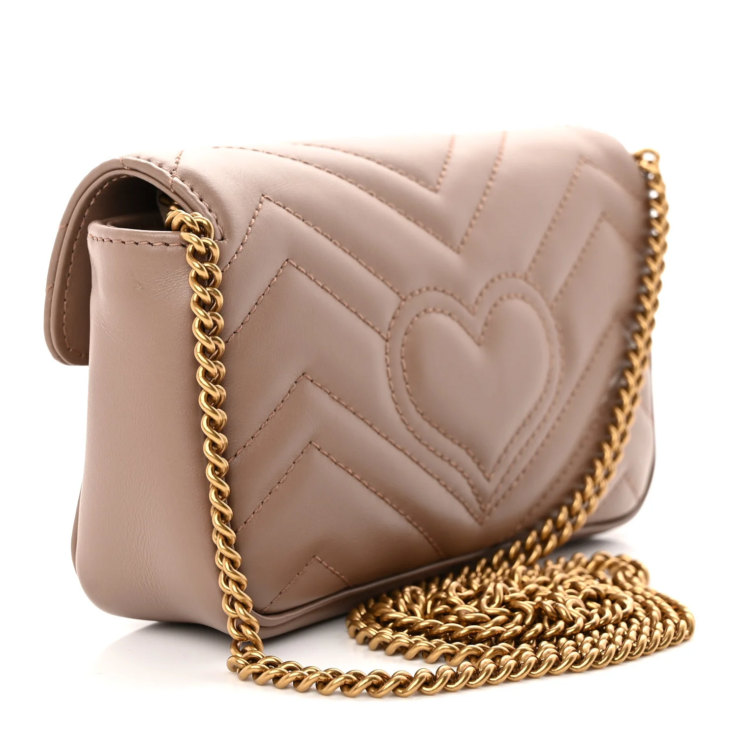 Calfskin Matelasse Super Mini GG Marmont Shoulder Bag Porcelain Rose - Top Club