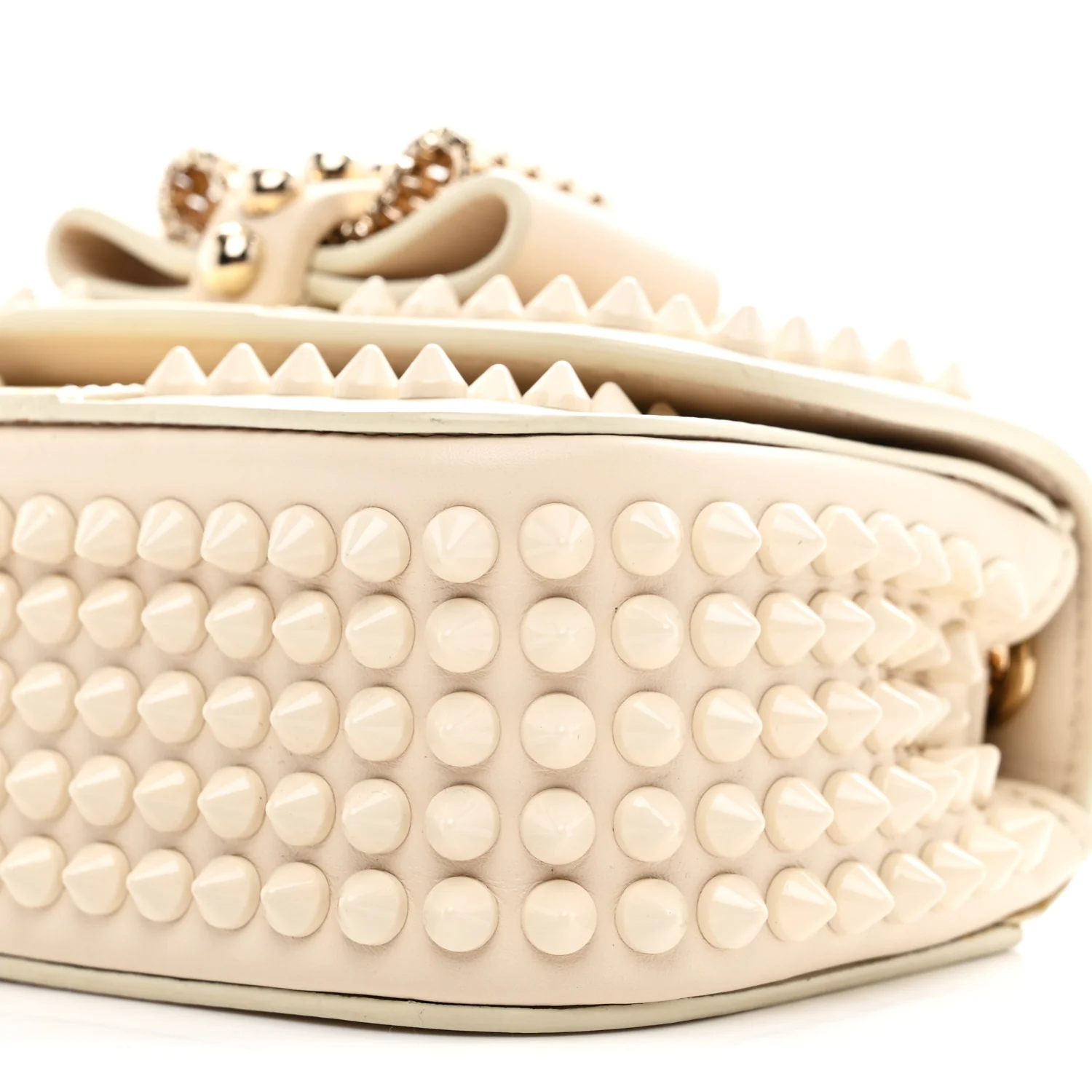 Calfskin Spikes Sweety Charity Shoulder Bag Beige - Top Club