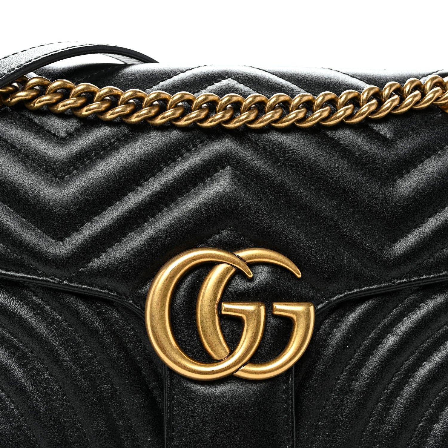 Calfskin Matelasse Small GG Marmont Shoulder Bag Black - Top Club