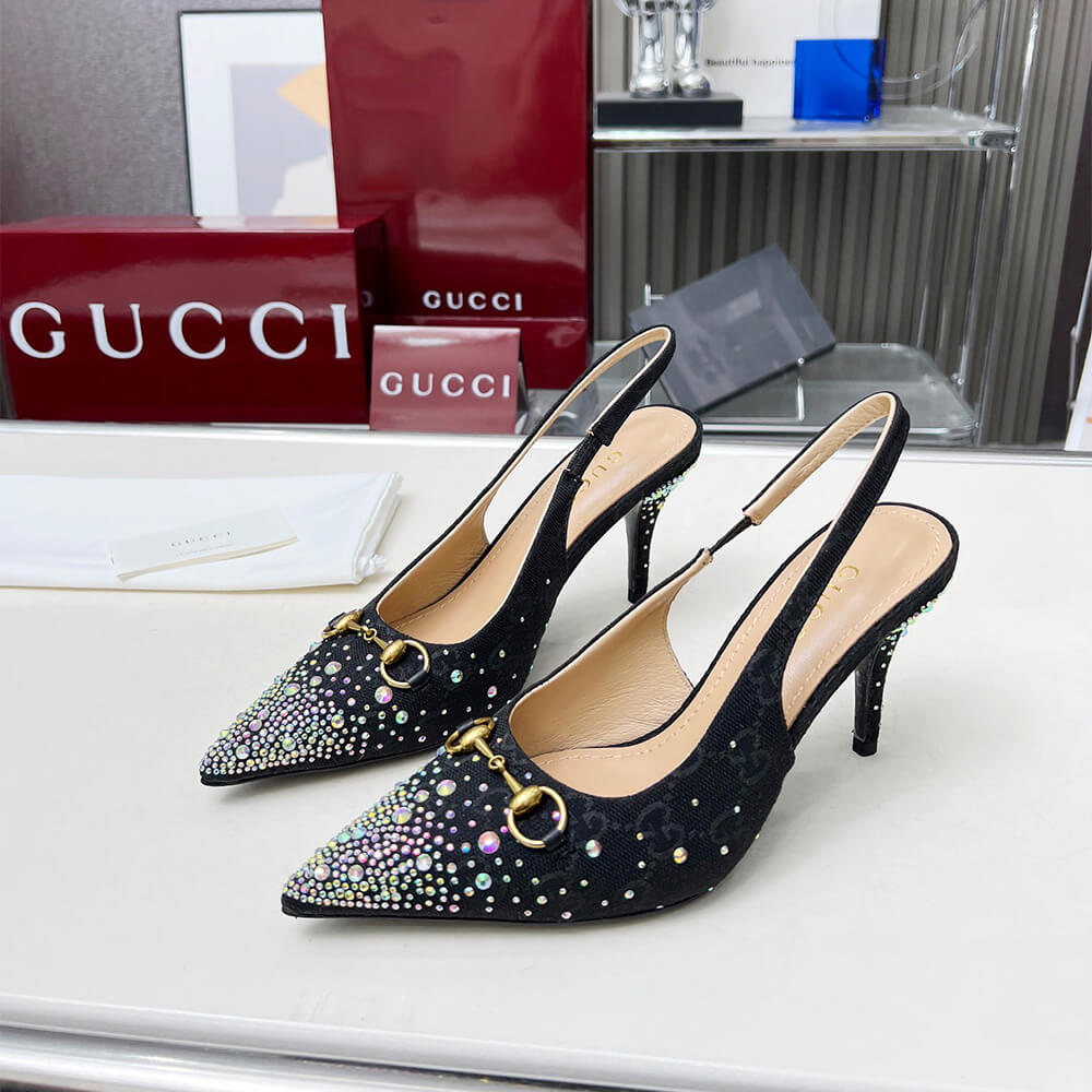 Gucci Women s slingback pump with crystal Horsebit - Top Club