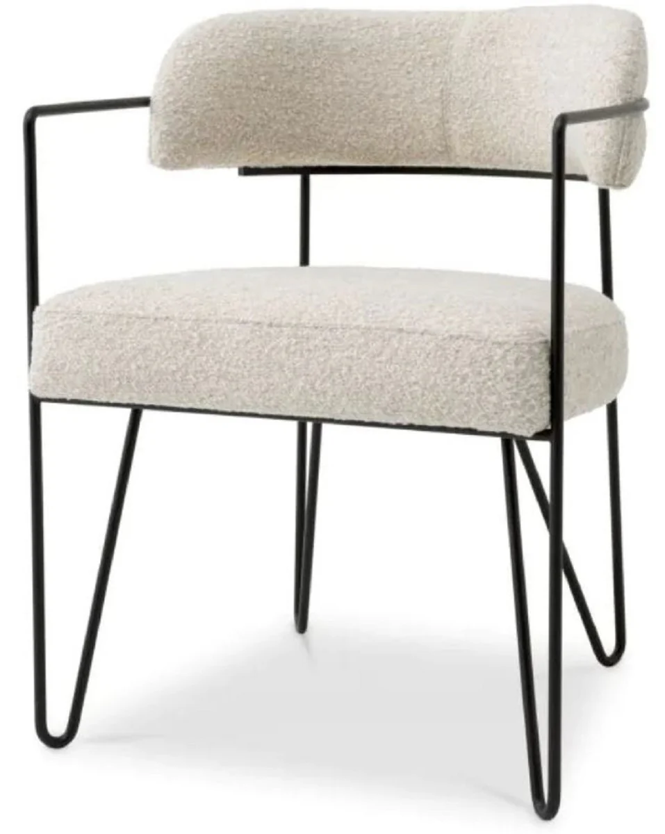 Luxury dining room chair with armrests white / black H. 75 cm