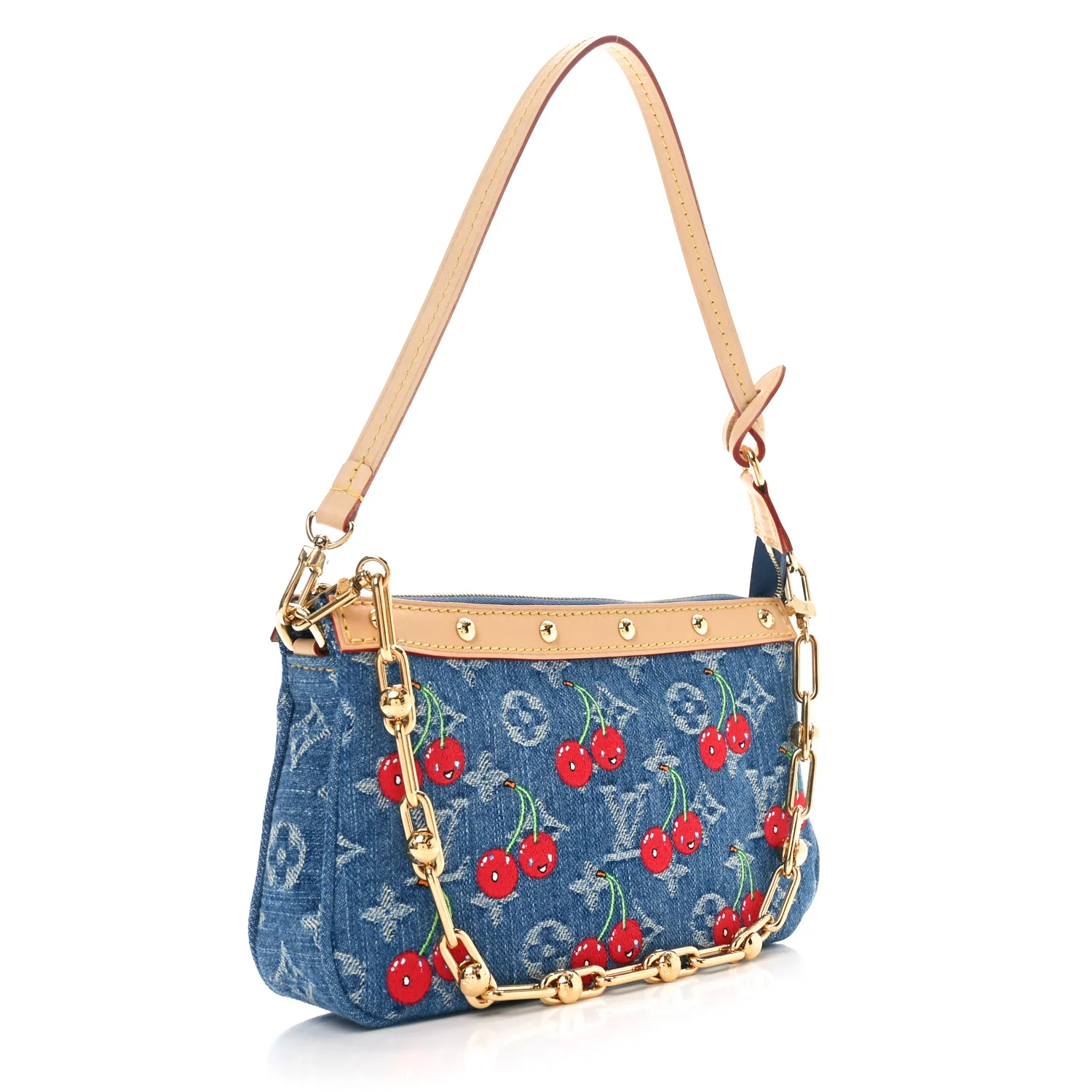 LV X TM Monogram Denim Cerises Pochette Accessories Blue - Top Club