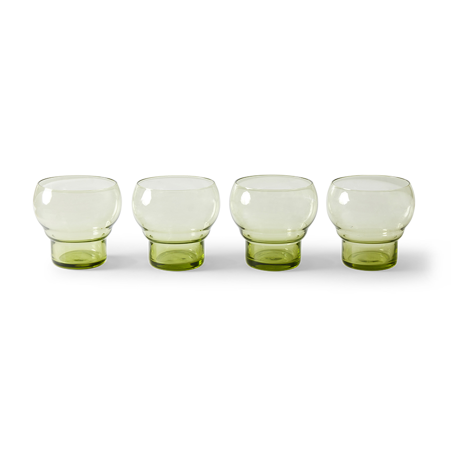 Servies 70's glassware bulb glasses mint green - set van 4