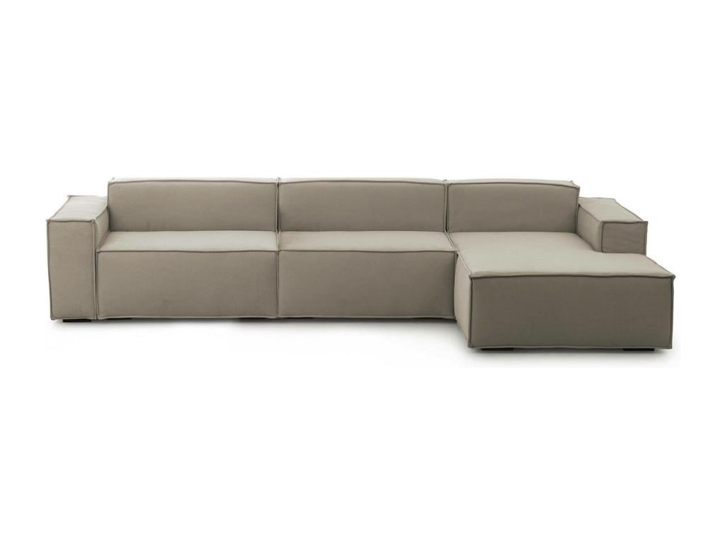 Sofá fijo Dmaiol, Sofá modular 4 plazas península derecha, 100% Made in Italy, Sofá moderno en tela, Cm 340x170h70, Tórtola