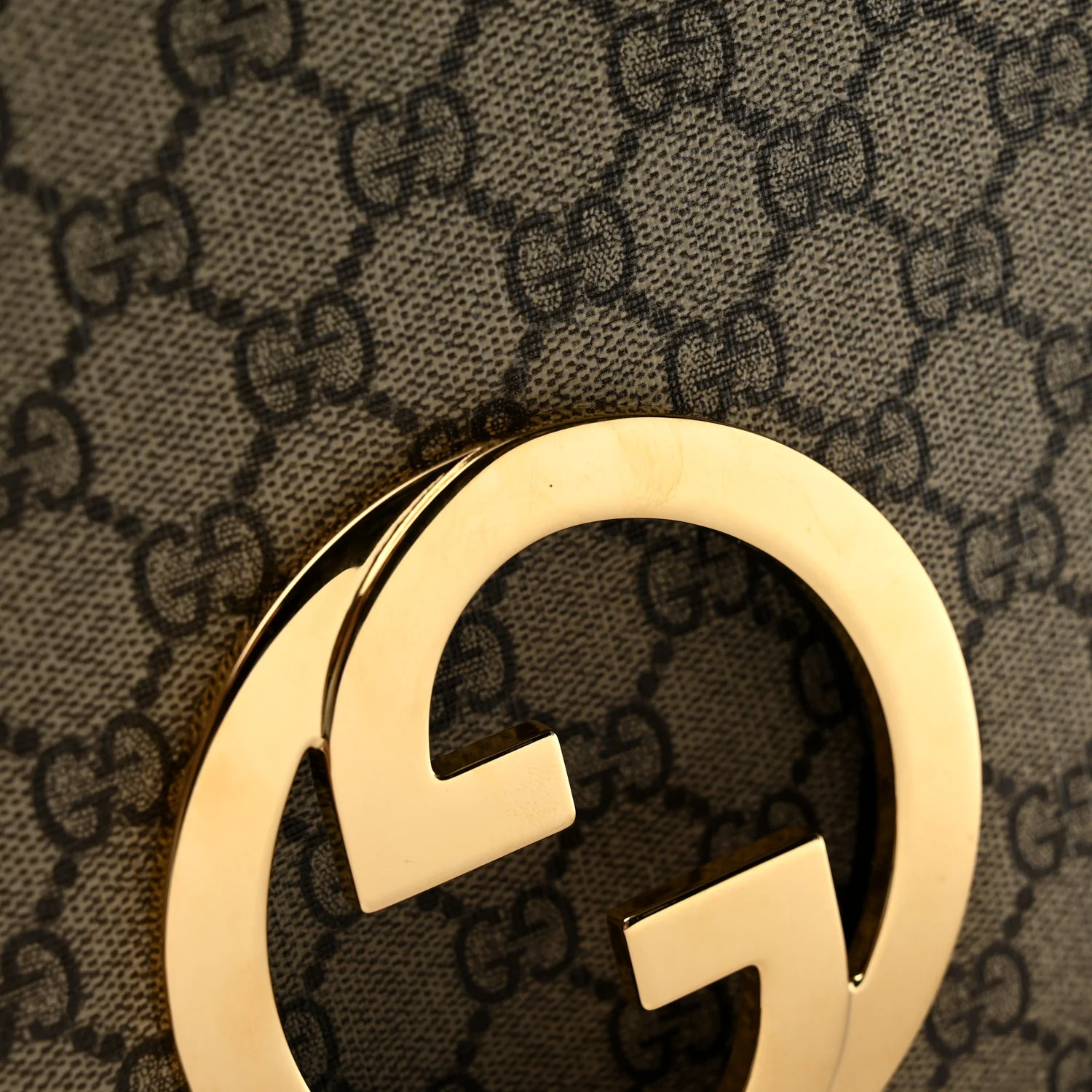 GG Supreme Monogram Textured Dollar Calfskin Web Medium Blondie Top Handle Shoulder Flap Bag Beige Ebony New Acero - Top Club