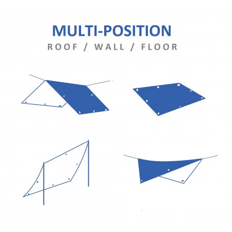 REFUGIO RAFIA waterproof canvas awning 3.6 X 5.4 with 20 m nylon rope - blue