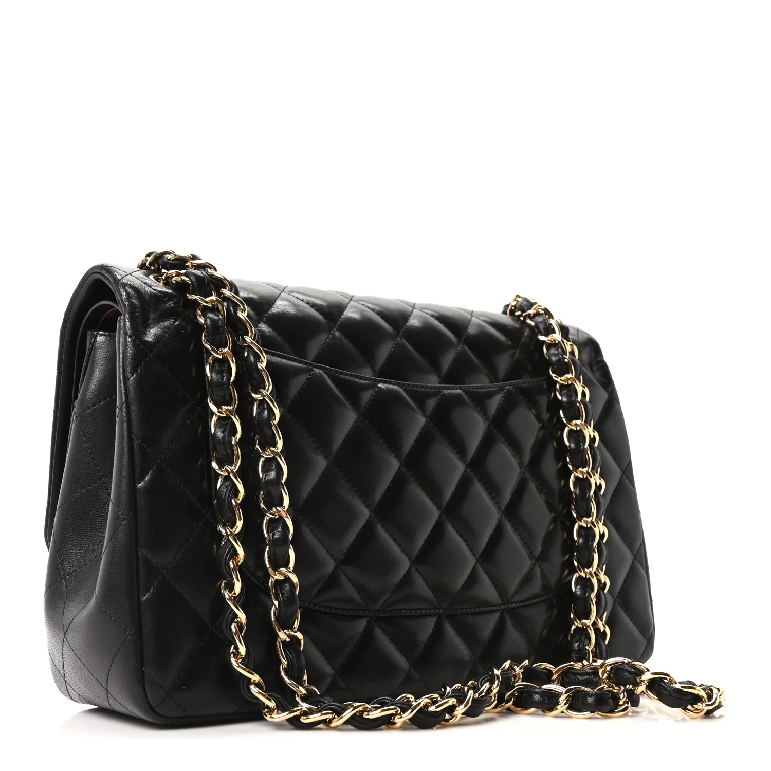 Lambskin Quilted Jumbo Double Flap Black - Top Club