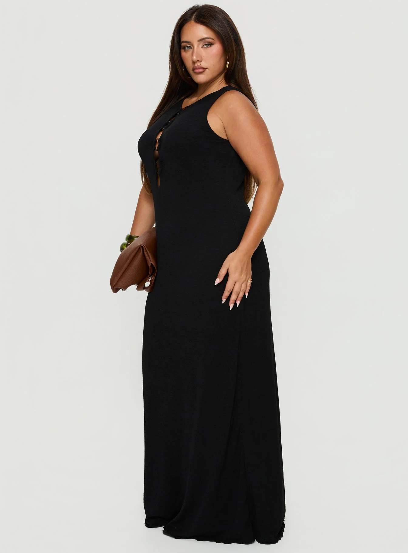 Dejonge Ring Sleeveless Maxi Dress Black Curve