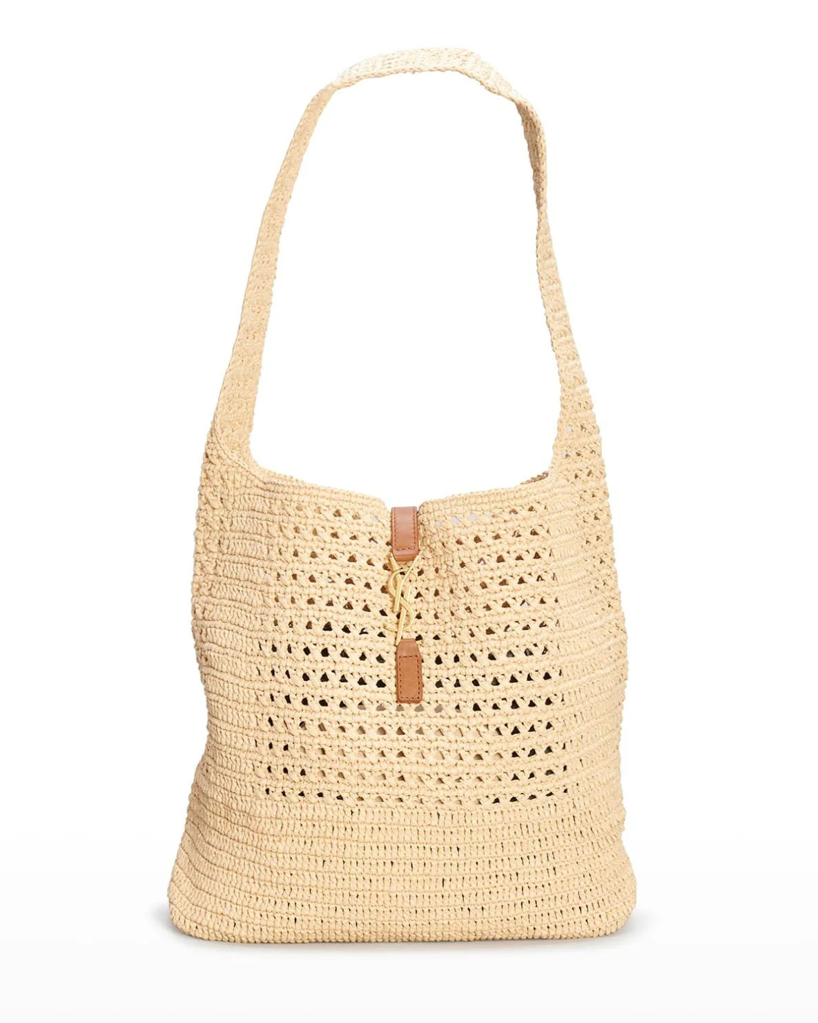 SAINT LAURENT Hobo YSL Shoulder Bag in Raffia - Top Club