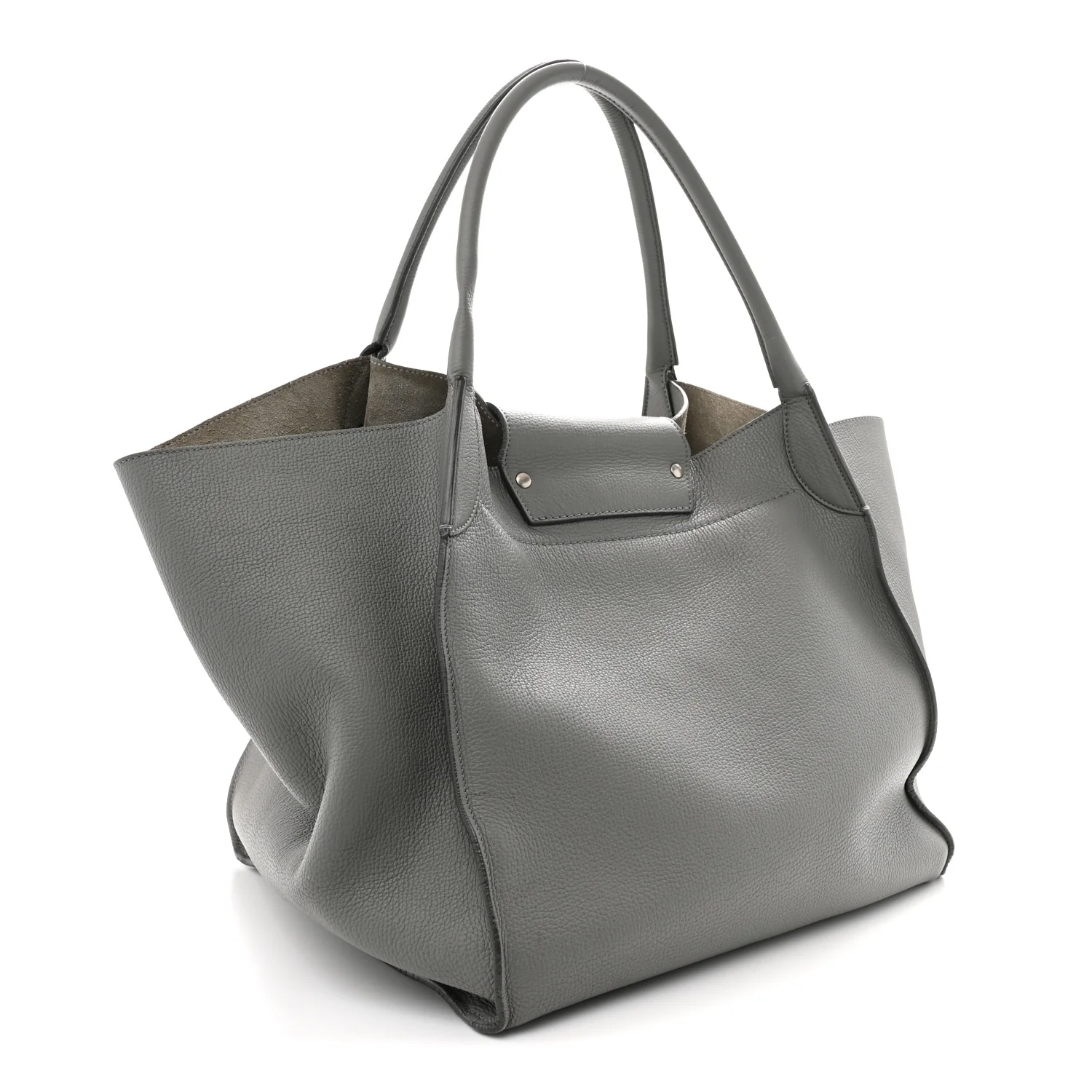 Supple Grained Calfskin Medium Big Bag Grey - Top Club