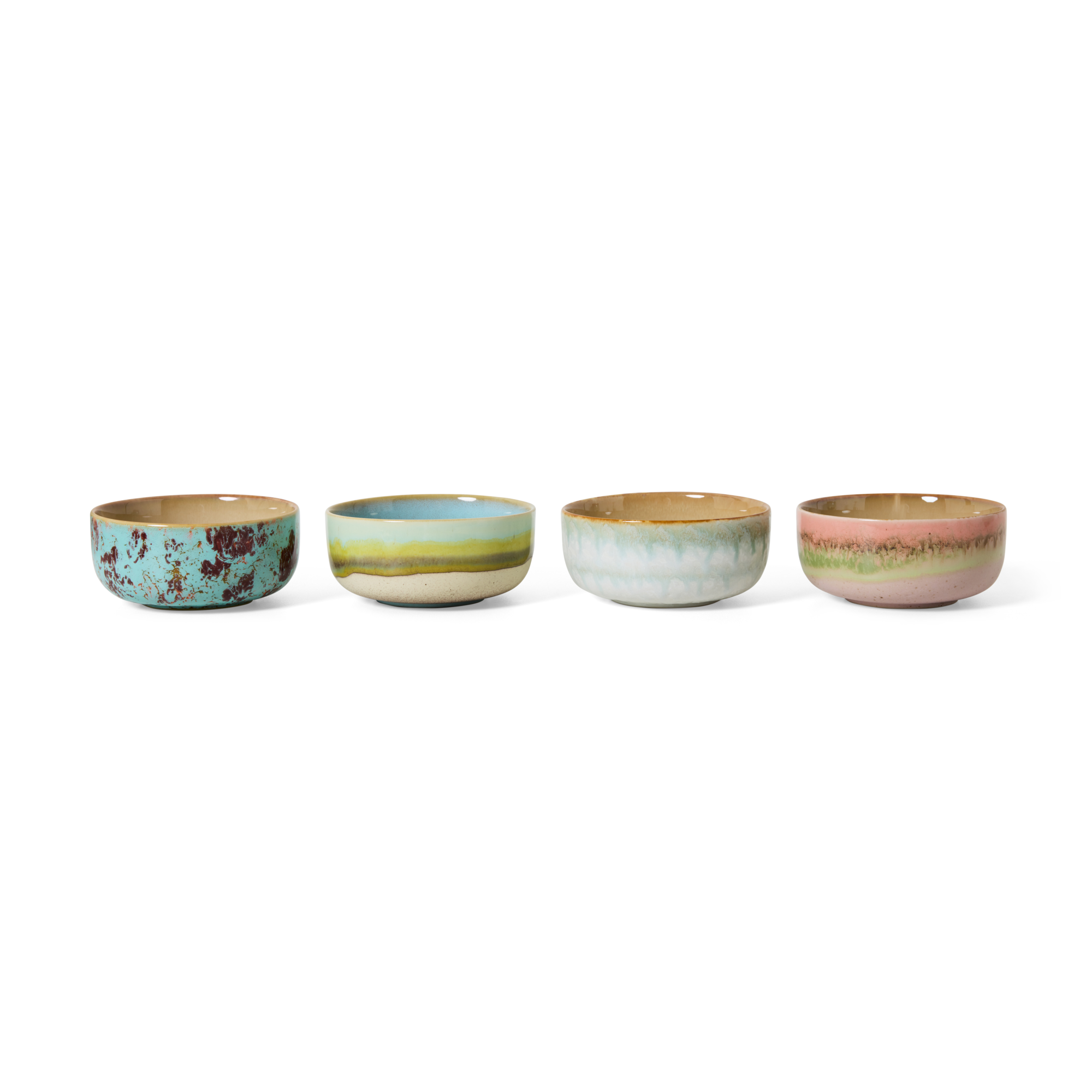 Servies 70's Ceramics dessert kom impression - set van 4
