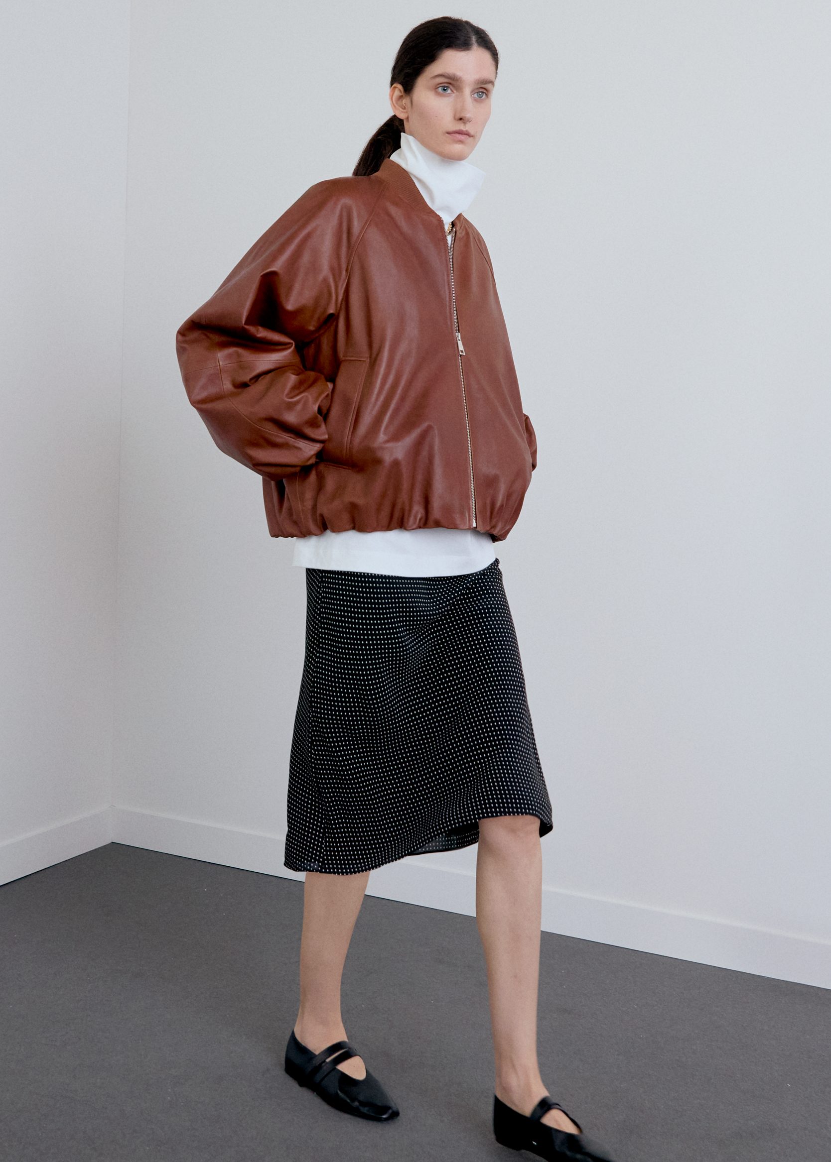 & Other Stories LEATHER BOMBER JACKET