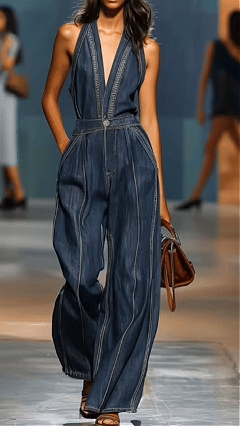 Women's V-neck casual retro sleeveless wide-leg denim jumpsuit - Nordfashionstorm - Women's Clothing, Fashion for You - Nordfashionstorm.com
