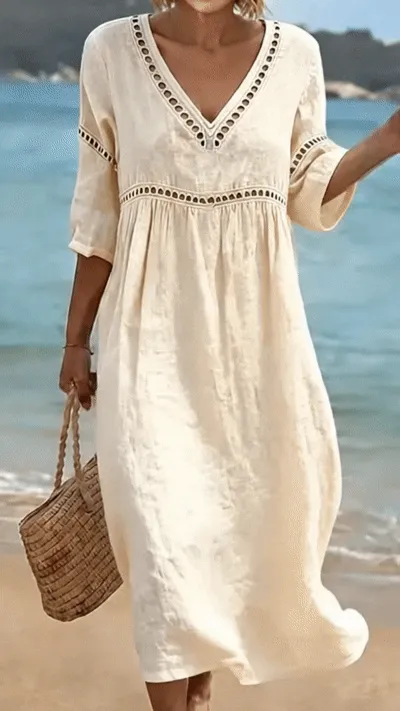 Women's Solid Color Retro Casual Stylish Vacation Cotton Dress - Nordfashionstorm - Women's Clothing, Fashion for You - Nordfashionstorm.com