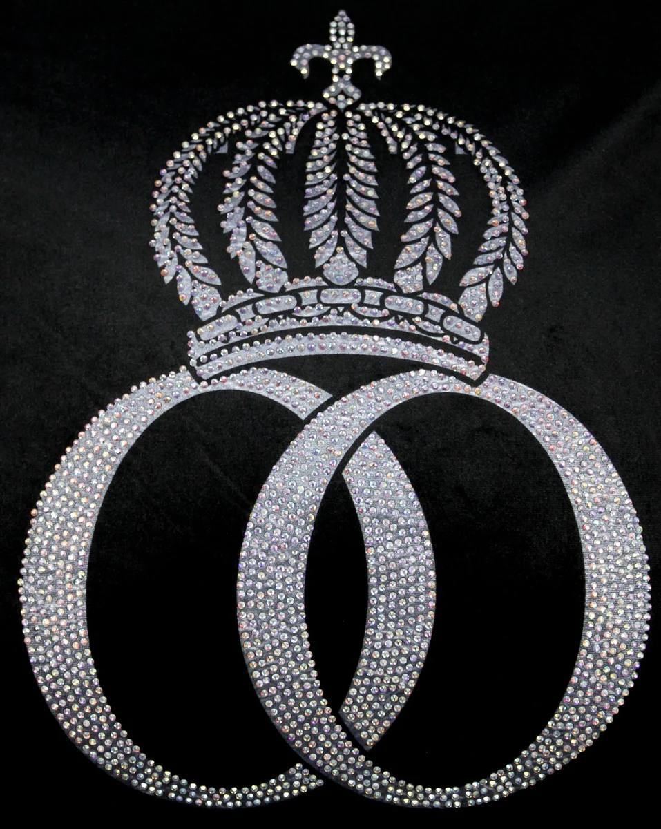 Harald Glööckler luxury decorative cushion Pompöös by black / silver crown deluxe with rhinestones - Glööckler cushion AAA