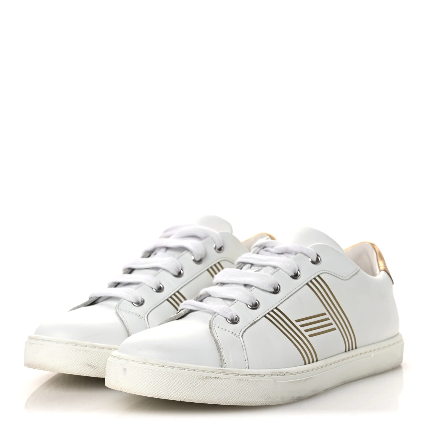 Metallic Calfskin Womens Advantage Sneakers 39.5 White Dore - Top Club