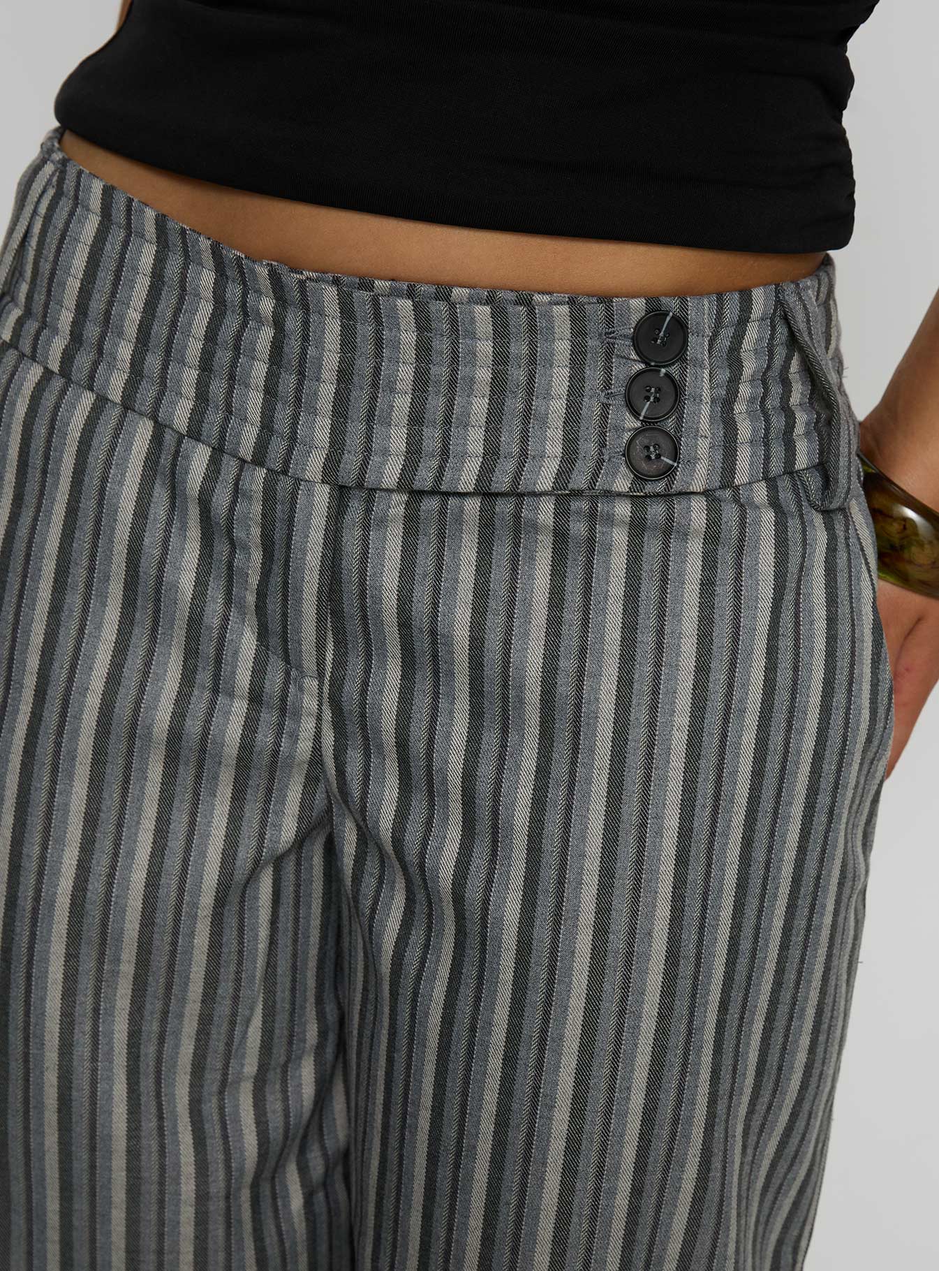 Cedars Low Rise Pant Grey Stripe