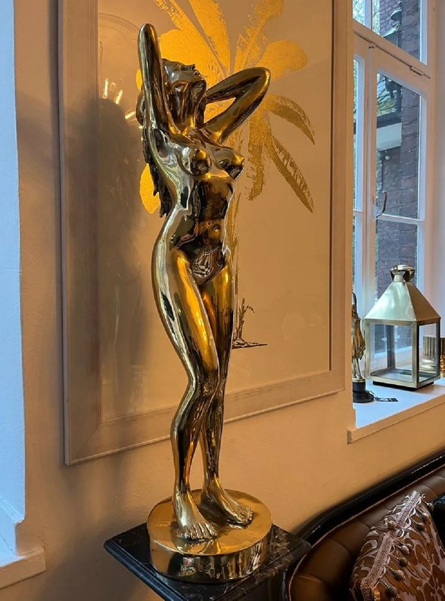 Luxury bronze decorative sculpture woman gold 40 x 30 x H. 100 cm - Large bronze sculpture - Large bronze figure - XXL bronze figure - XXL bronze sculpture - Luxury XXL decorative accessories