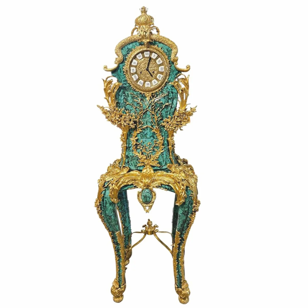 Baroque grandfather clock malachite green / gold H. 185 cm - Baroque furniture