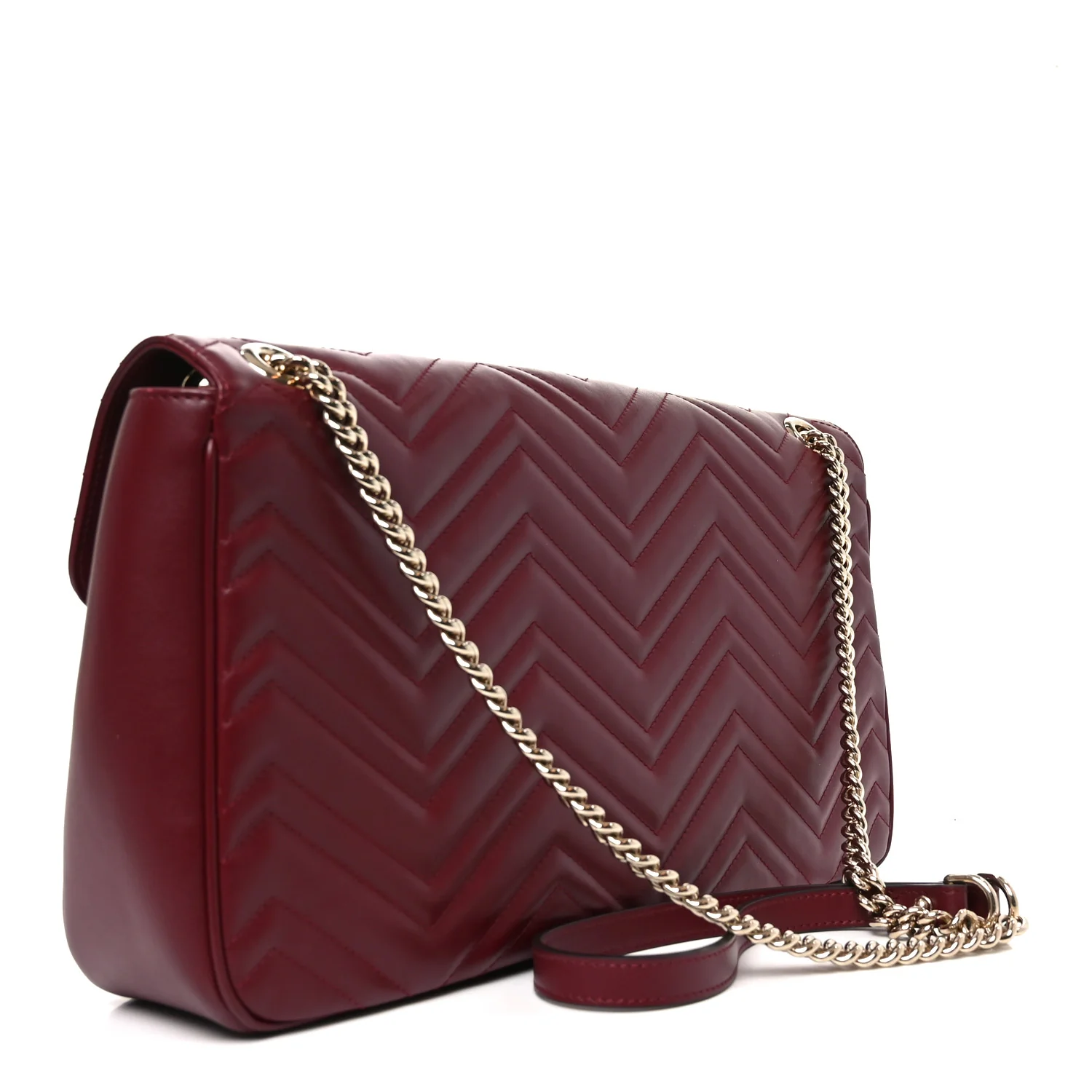 Calfskin Matelasse Large Horizontal GG Marmont Shoulder Bag Black - Top Club